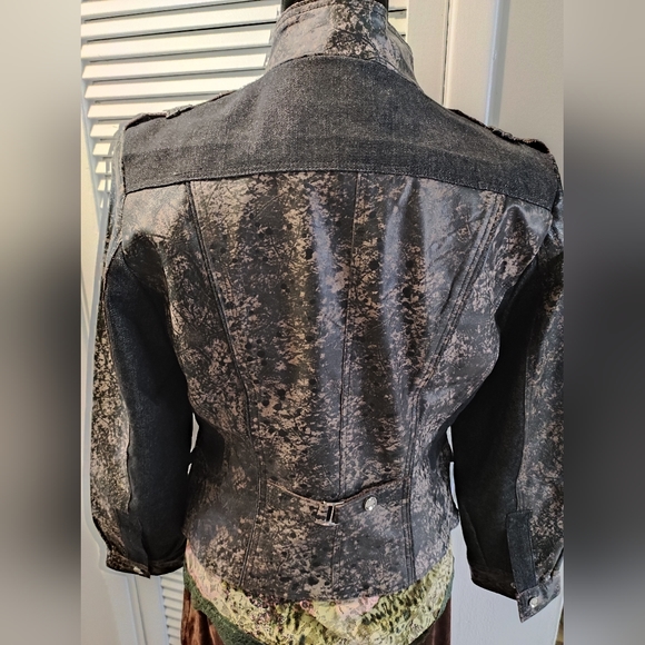 H&D Leather Denim Jacket M/L brown antique Moto - Picture 7 of 10